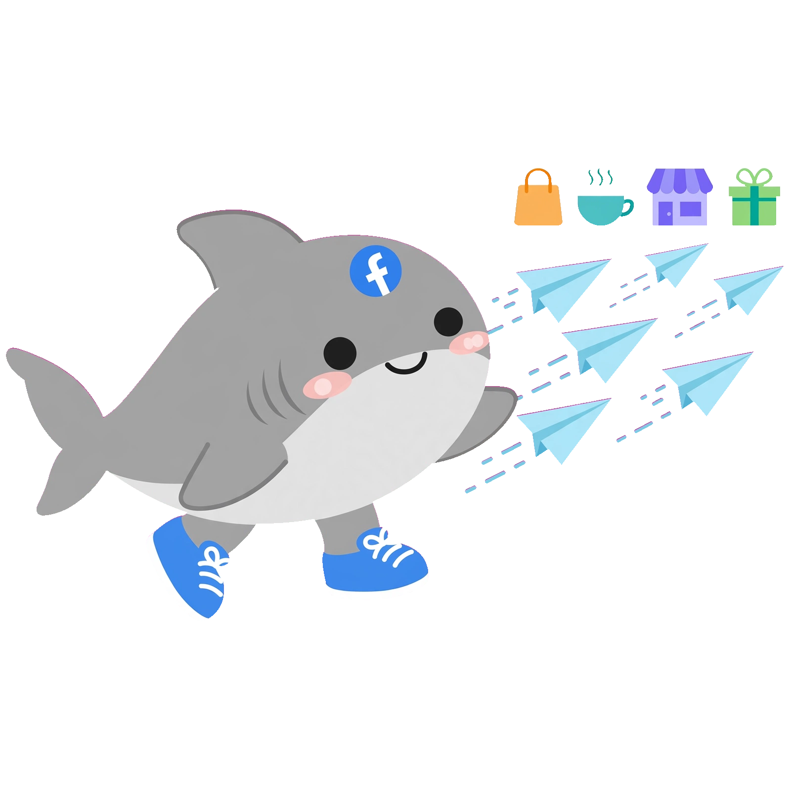 GroupBlaster shark mascot: Reach every group without tab-hopping